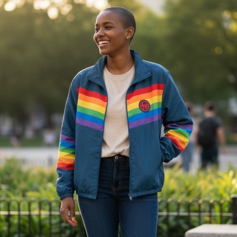 Tipsy Elves Rainbow Windbreaker Jacket Pride Festival Unisex Medium Brand New - Picture 3 of 6